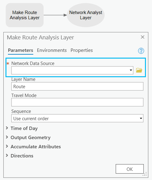 Add the network data source to make the model ready to run.