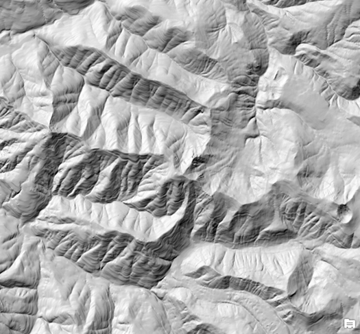 hill shaded digital terrain model