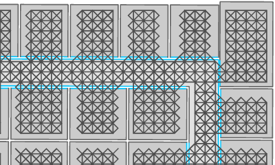 Unthinned lattice showing connecting through doorways