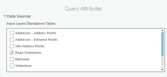 Query Attributes check panel