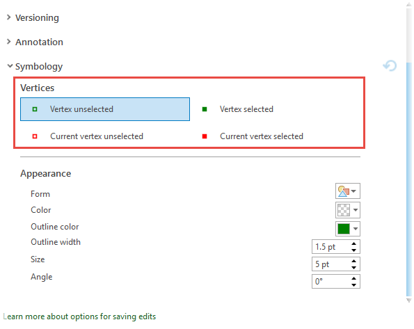 Editing options for symbology