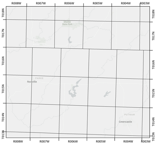 Example of a custom grid based on township and range data