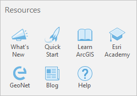 Resources on the ArcGIS Pro start page