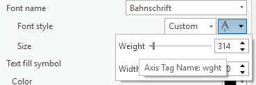 Hover over the variation axis name to get the tag name.