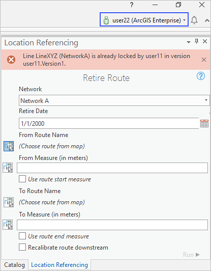 Retire Route pane, lock not acquired