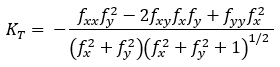 Tangential (normal contour) curvature algorithm
