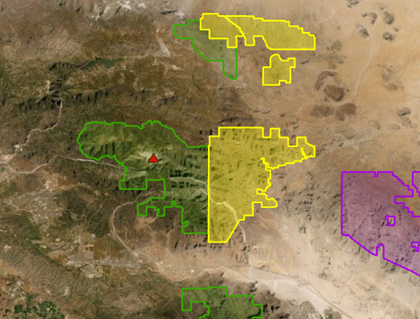 San Gorgonio Wilderness feature selected on the map.