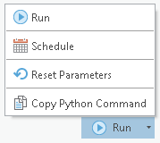 Geoprocessing tool Run menu