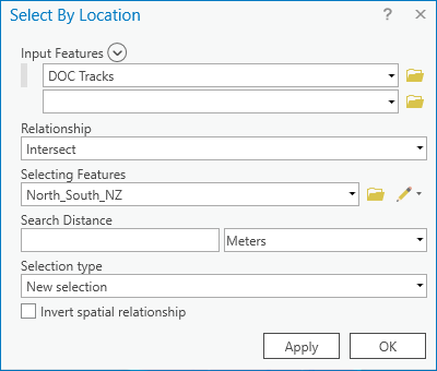 Select By Location parameters