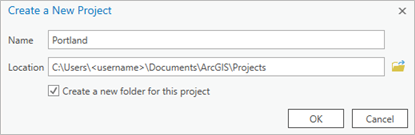 Create a New Project dialog box