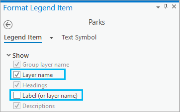 Format Legend Item pane