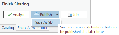 Save As SD command on the Share As Web Tool pane