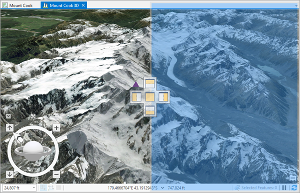 Mount Cook 3D scene hovering over docking target