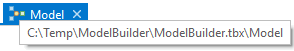 Model path shown as a ScreenTip on a model view tab