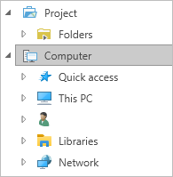 Categories of computer content in browse dialog box