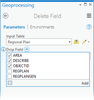 Drop Field parameter of Delete Field tool