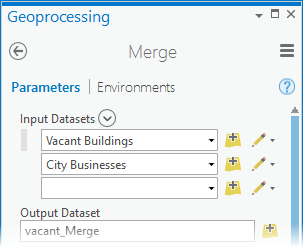 Input Datasets parameter of Merge tool