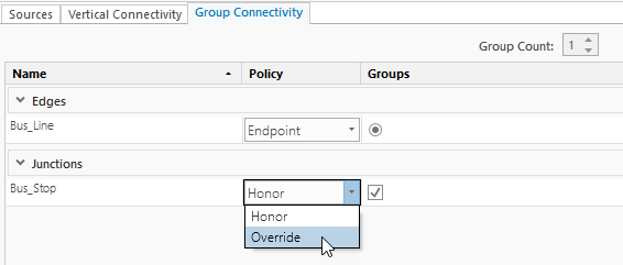Setting up override connectivity policy for junctions
