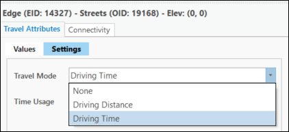 Change the travel mode settings on the Settings subtab.