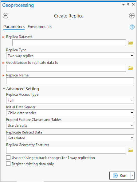 Create Replica geoprocessing tool