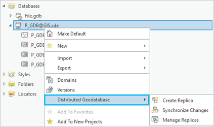 Distributed Geodatabase context menu