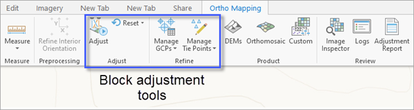 Ortho mapping block adjustment tools