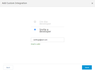 BIM 360 Invite a developer user interface.