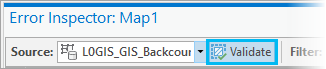 Validate button on the Error Inspector toolbar