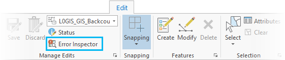 Error Inspector button on the Edit tab