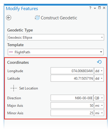 Construct geodetic ellipse