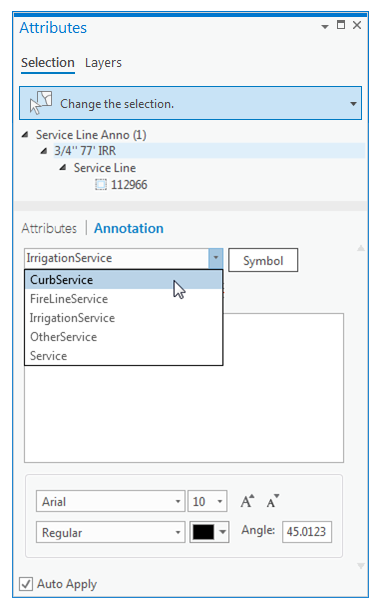 Attributes pane