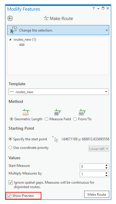 Make Route Show Preview check box