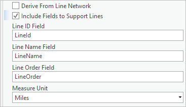 Include Fields to Support Lines check box