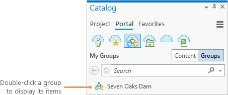 List of groups in MyGroups appears in the Catalog pane