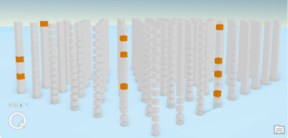 Output of the Estimated bins display theme in the Visualize Space Time Cube in 3D tool
