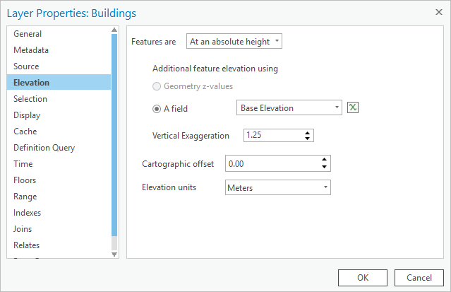 Layer Properties dialog box for the Buildings layer