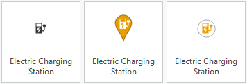 Three electric charging station symbols