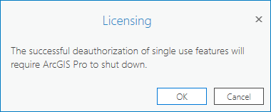 Licensing message for Single Use license deauthorization