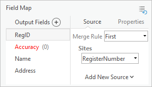 Field Map area of Append tool with updated settings