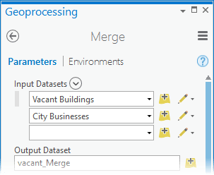 Input Datasets parameter of Merge tool