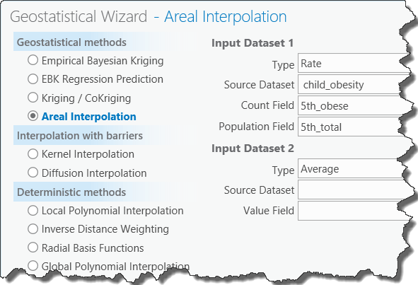 Pane 1 of the Geostatistical Wizard for areal interpolation