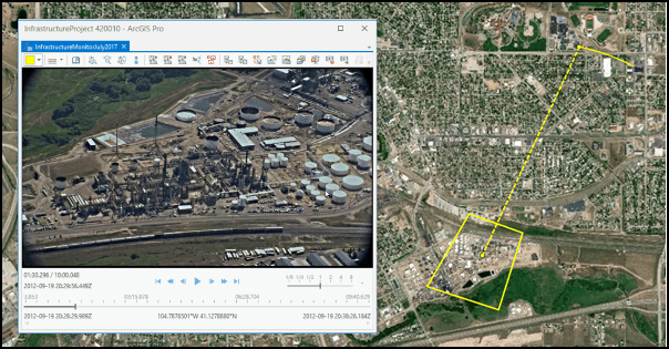 FMV player with video footprint and sensor ground track is displayed on the map