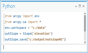 Example of the Python window