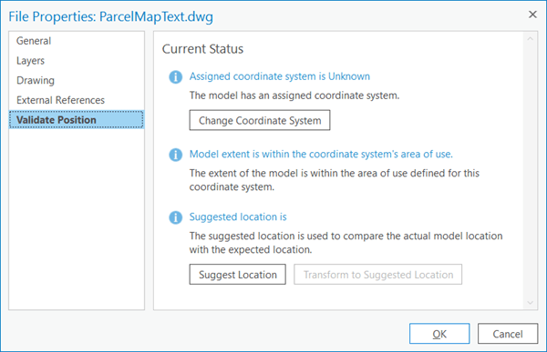 Validate Position tab in the File Properties pane