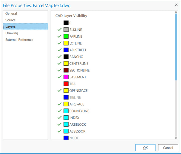 Layers tab on the File Properties pane