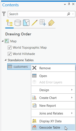 Geocode Table option