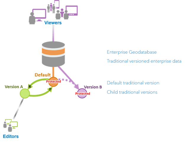 Using traditional versioned data supports editors and viewers by providing a read-only child version and an editable child version.