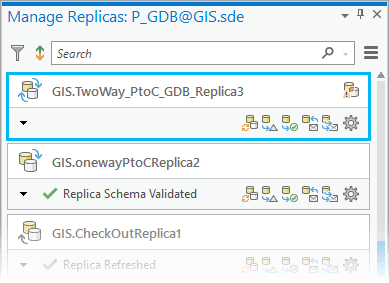 Manage Replicas pane