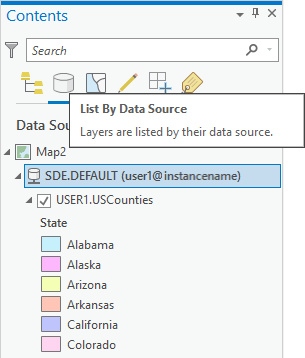 The List By Data Source view of the Contents pane