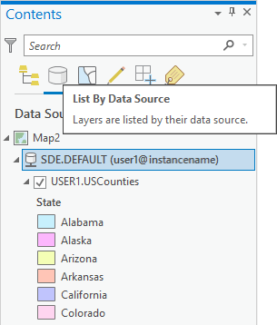 List By Data Source view of the Contents pane